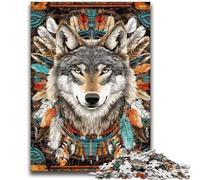 1000 Piece Jigsaw Puzzles for Teenagers Indian Wolf Artistic Wall Decor & Birthday Gift Idea for Friends, Home Office 26x38cm