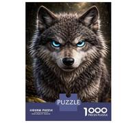 1000 Piece Jigsaw Puzzles for Teenagers Intense Wolf Portrait with Glowing Eyes Puzzles for Adults Anti-Stress Toys Analysis And Logic Unique Birthday And Gifts 38x26cm/1000pcs