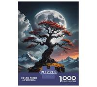 1000 Piece Jigsaw Puzzles for Teenagers Japanese Bonsai Tree Moon Jigsaw for Adults DIY Toys Pattern Assembly Help The Brain Exercise 52x38cm/1000pcs