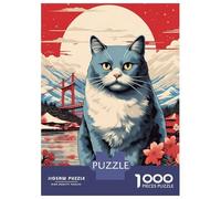 1000 Piece Jigsaw Puzzles for Teenagers Japanese Cat 5 Puzzles for Adults Brain Teaser Game Pattern Assembly for Birthday, Chrismas 52x38cm/1000pcs