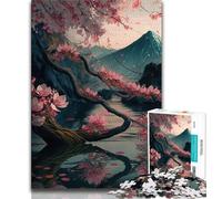 1000 Piece Jigsaw Puzzles for Teenagers Japanese Cherry Blossoms Adult Puzzles,Stress Reliever Staycation Kill Time Wishlist with Santa Claus (size 38x26cm)
