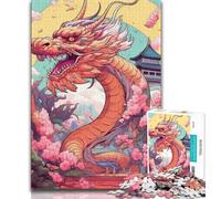 1000 Piece Jigsaw Puzzles for Teenagers Japanese Dragon Cherry Puzzles for Teenagers,Challenging Family Activity Games DIY Toy for Home Wall Decor Gifts (size 38x26cm)