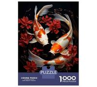 1000 Piece Jigsaw Puzzles for Teenagers Japanese Koi Fish Art Print Puzzle for Adults Brain Teaser Game Birthday Present Help The Brain Exercise 52x38cm/1000pcs