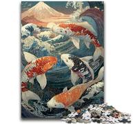1000 Piece Jigsaw Puzzles for Teenagers Japanese Koi Puzzles for Teenagers,Decompressing Intellectual Educational Toy Perfect Decoration (38x26cm)