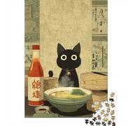 1000 Piece Jigsaw Puzzles for Teenagers Japanese Ramen Cat Jigsaw for Adults DIY Toys Pattern Assembly Help The Brain Exercise 52x38cm/1000pcs