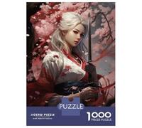 1000 Piece Jigsaw Puzzles for Teenagers Japanese Samurai Woman Art Print Puzzle for Adults Brain Teaser Game Birthday Present Help The Brain Exercise 38x26cm/1000pcs