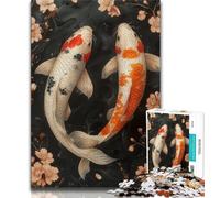 1000 Piece Jigsaw Puzzles for Teenagers Japanese Style Koi Adult Jigsaw,Quiz Game Wall Decoration Unique Birthday And Xmas Gifts (size 38x26cm)