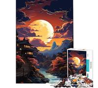 1000 Piece Jigsaw Puzzles for Teenagers Japanese Village at Sunset Help The Brain Exercise Difficult Hard Relaxing Games Suitable for Ages 14 And Up (50X75CM)