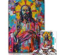 1000 Piece Jigsaw Puzzles for Teenagers Jesus Graffiti,Challenging To Complete But Fun And Humorous Birthday Present,Gifts,Wall Art 38x26cm
