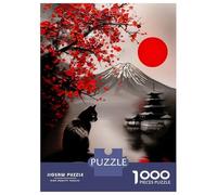 1000 Piece Jigsaw Puzzles for Teenagers Jigsaw Abstract Fuji Mountain Feline Serene Painting Puzzles for Adults Toy Wall Decor Stress Reliever Unique Birthday And Gifts 52x38cm/1000pcs