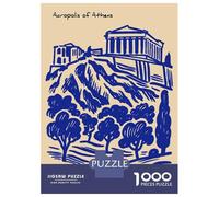 1000 Piece Jigsaw Puzzles for Teenagers Jigsaw Acropolis of Athens Illustration Jigsaw Puzzle Brain Teaser Game Home Decoration Deal As Gifts for The Whole Family 38x26cm/1000pcs