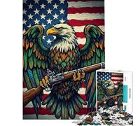 1000 Piece Jigsaw Puzzles for Teenagers Jigsaw American Eagle Musket Flag Adult Puzzles Relaxing Games But Fun And Humorous Deal As Gifts for The Whole Family (Size 50x75cm)