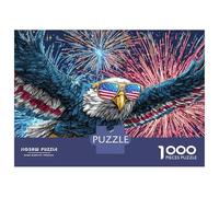 1000 Piece Jigsaw Puzzles for Teenagers Jigsaw American Flag Eagle Fireworks Jigsaw Hands-on Game Hand Speed Race Deal As Gifts for The Whole Family 38x26cm/1000pcs