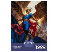 1000 Piece Jigsaw Puzzles for Teenagers Jigsaw Angel Michael with Sword And Golden Wings Teenager Puzzles Toy Wall Decor Home Decoration Stress Reduction Gifts 38x26cm/1000pcs