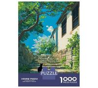 1000 Piece Jigsaw Puzzles for Teenagers Jigsaw Anime Black Cat on Stone Steps Jigsaw for Adults Hands-on Game But Fun And Humorous Help The Brain Exercise 52x38cm/1000pcs