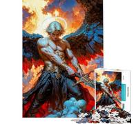 1000 Piece Jigsaw Puzzles for Teenagers Jigsaw Archangel Michael, Warrior with Sword And Wings Puzzles for Adults Fun Games Wall Art Help The Brain Exercise (Size 38x52cm)