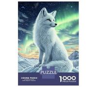 1000 Piece Jigsaw Puzzles for Teenagers Jigsaw Arctic Fox Under Aurora Borealis Teenager Puzzles Fun Games A Work of Art for Birthday, Chrismas 70x50cm/1000pcs