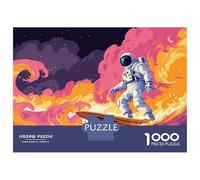 1000 Piece Jigsaw Puzzles for Teenagers Jigsaw Astronaut Surfing in Space Jigsaw Hands-on Game Hand Speed Race Deal As Gifts for The Whole Family 38x26cm/1000pcs