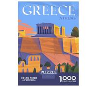 1000 Piece Jigsaw Puzzles for Teenagers Jigsaw Athens, Greece Illustration Teenager Puzzles Hands-on Game Wall Decoration Unique Birthday And Gifts 38x26cm/1000pcs