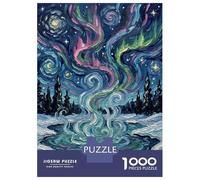 1000 Piece Jigsaw Puzzles for Teenagers Jigsaw Aurora Borealis over Snowy Landscape Jigsaw Puzzle Brain Teaser Game Home Decoration Deal As Gifts for The Whole Family 70x50cm/1000pcs