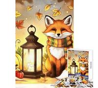 1000 Piece Jigsaw Puzzles for Teenagers Jigsaw Autumn Fox with Lantern And Pumpkins Educational Toy Birthday Gift Brain Teaser Game Help The Brain Exercise size 50x75cm