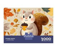 1000 Piece Jigsaw Puzzles for Teenagers Jigsaw Autumn Squirrel with Acorn-3 Jigsaw Hands-on Game Hand Speed Race Deal As Gifts for The Whole Family 52x38cm/1000pcs