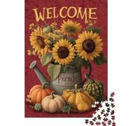 1000 Piece Jigsaw Puzzles for Teenagers Jigsaw Autumn Sunflower Garden Flag Jigsaw Relaxing Games A Work of Art Unique Birthday And Gifts 52x38cm/1000pcs