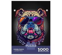 1000 Piece Jigsaw Puzzles for Teenagers Jigsaw Badass Vaporwave Bulldog Jigsaw for Adults Hands-on Game But Fun And Humorous Help The Brain Exercise 52x38cm/1000pcs