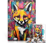 1000 Piece Jigsaw Puzzles for teenagers Jigsaw Banksy Graffiti Slum Fox Familienspaß mit passendem Poster und Quizblatt38x26cm