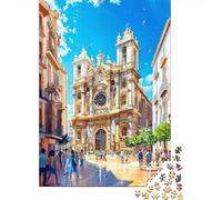 1000 Piece Jigsaw Puzzles for Teenagers Jigsaw Baroque Church Square with Clock Tower Puzzle for Adults DIY Toys But Fun And Humorous for Birthday, Chrismas 70x50cm/1000pcs