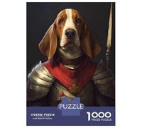 1000 Piece Jigsaw Puzzles for Teenagers Jigsaw Basset Hound in Armor Jigsaw for Adults Hands-on Game But Fun And Humorous Help The Brain Exercise 52x38cm/1000pcs