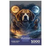 1000 Piece Jigsaw Puzzles for Teenagers Jigsaw Beagle Dogs Howling at Two Moons Jigsaw for Adults Hands-on Game But Fun And Humorous Help The Brain Exercise 52x38cm/1000pcs