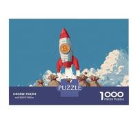 1000 Piece Jigsaw Puzzles for Teenagers Jigsaw Bitcoin Rocket Launch Jigsaw Hands-on Game Hand Speed Race Deal As Gifts for The Whole Family 38x26cm/1000pcs