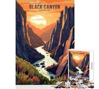 1000 Piece Jigsaw Puzzles for Teenagers Jigsaw Black Canyon National Park Educational Games A Work of Art DIY Toys with Matching Poster And Trivia Sheet (50X75CM)