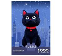 1000 Piece Jigsaw Puzzles for Teenagers Jigsaw Black Cat Cityscape Jigsaw for Adults Hands-on Game But Fun And Humorous Help The Brain Exercise 70x50cm/1000pcs