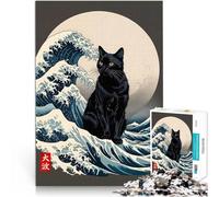 1000 Piece Jigsaw Puzzles for teenagers Jigsaw Black Cat Great Wave Analyse und Logik Gutes Geschenk52x38cm