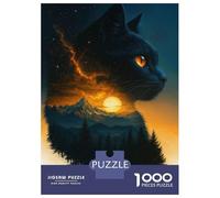 1000 Piece Jigsaw Puzzles for Teenagers Jigsaw Black Cat Landscape Silhouette Jigsaw Hands-on Game Hand Speed Race Deal As Gifts for The Whole Family 38x26cm/1000pcs
