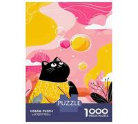 1000 Piece Jigsaw Puzzles for Teenagers Jigsaw Black Cat with Bubbles Illustration Jigsaws for Adults Family Games Home Decoration Help The Brain Exercise 38x26cm/1000pcs