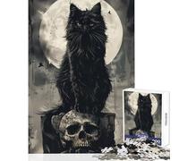 1000 Piece Jigsaw Puzzles for Teenagers Jigsaw Black Cats Skull Thrones Toy Wall Decor Birthday Gift Hands-on Game Artists Collection, Fine Art Size 50x75cm