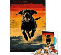 1000 Piece Jigsaw Puzzles for Teenagers Jigsaw Black Lab Running Sunset Adult Puzzles Relaxing Games But Fun And Humorous Deal As Gifts for The Whole Family (Size 38x52cm)