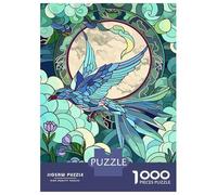 1000 Piece Jigsaw Puzzles for Teenagers Jigsaw Blue Bird Flying in Front of Moon Jigsaw Puzzle Brain Teaser Game Home Decoration Deal As Gifts for The Whole Family 70x50cm/1000pcs