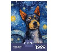 1000 Piece Jigsaw Puzzles for Teenagers Jigsaw Blue Heeler Dog Van Gogh Jigsaw Relaxing Games A Work of Art Unique Birthday And Gifts 38x26cm/1000pcs