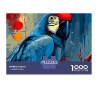 1000 Piece Jigsaw Puzzles for Teenagers Jigsaw Blue Macaw Parrot Art Print Jigsaw Hands-on Game Hand Speed Race Deal As Gifts for The Whole Family 52x38cm/1000pcs