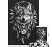 1000 Piece Jigsaw Puzzles for Teenagers Jigsaw Boho Wolf Dream Catcher Toy Wall Decor Birthday Gifts Educational Game Help The Brain Exercise Size 50x75cm