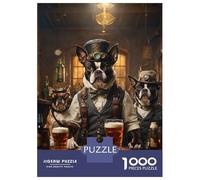 1000 Piece Jigsaw Puzzles for Teenagers Jigsaw Boston Terrier Beer Dogs Jigsaw Family Game Hand Speed Race Unique Birthday And Gifts 70x50cm/1000pcs
