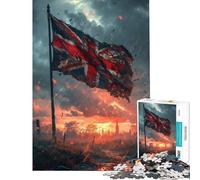 1000 Piece Jigsaw Puzzles for Teenagers Jigsaw British Flag Battlefield Jigsaw for Adults Relax Games Improve Memory Stress Reduction Gifts (Size 38x26cm)