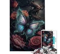 1000 Piece Jigsaw Puzzles for Teenagers Jigsaw Butterfly And Flowers Difficult And Challenge Home Art Decor Anti-Stress Toys Suitable for Ages 14 And Up (50X75CM)
