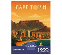 1000 Piece Jigsaw Puzzles for Teenagers Jigsaw Cape Town Travel Poster South Africa - Table Mountain And Ocean Breeze Adult Jigsaw Puzzle Relax Games Wall Art Unique Birthday And Gifts 38x26cm/1000pcs