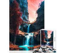 1000 Piece Jigsaw Puzzles for Teenagers Jigsaw Cascading Waterfall Canyon Educational Toy Birthday Gifts Fun Games Artists Collection, Fine Art Size 38x52cm