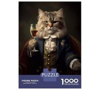 1000 Piece Jigsaw Puzzles for Teenagers Jigsaw Cat Aristrocat Wine Jigsaw Relaxing Games A Work of Art Unique Birthday And Gifts 38x26cm/1000pcs